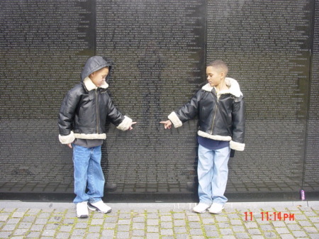 My boys and Uncle Ray's name on the wall