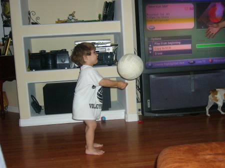 Nathan learning volleyball