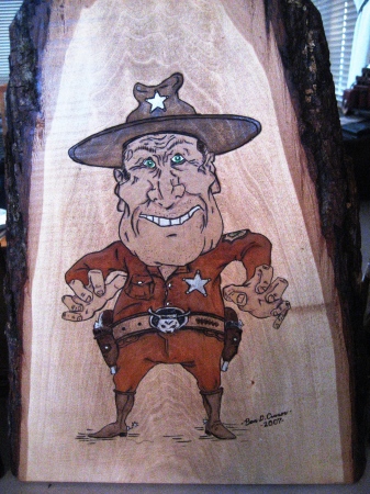 Pyrography of a "County Mountie"