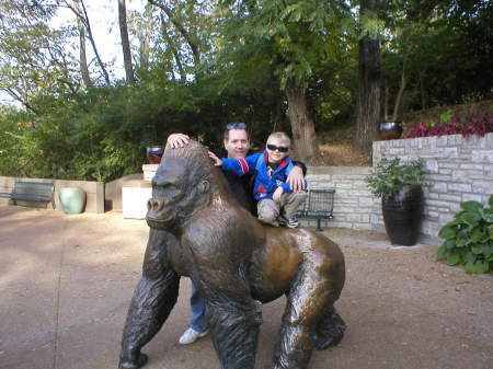 Jason on Sculpture of Phil the Gorilla