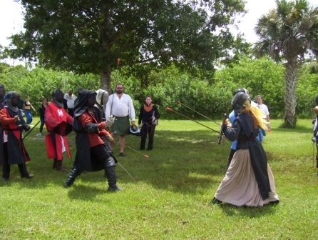 That's me fighting in the beige skirt.