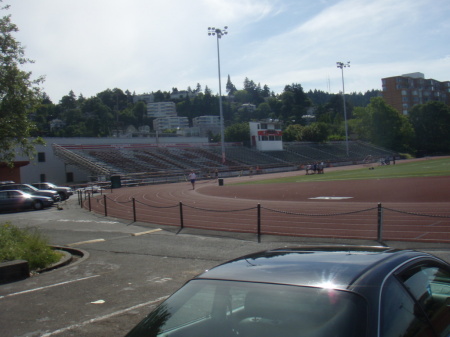 Teacher parking & football field