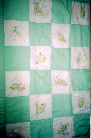 Embroidered Turtle Baby Quilt