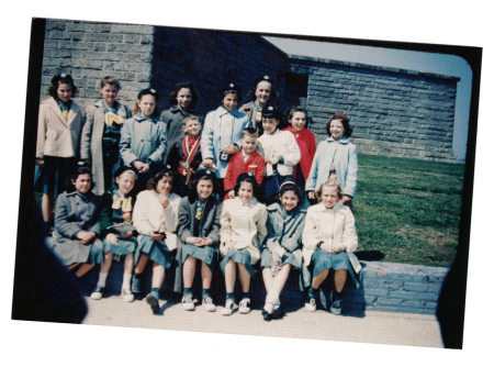 Joe Lembo with older girl scouts