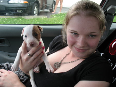 Alexis with carma a puppy