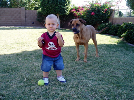 Riley and our dog, Cleo