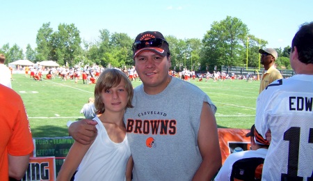 My son Chase and myself at a Browns practice