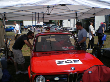 Sons helping get the car ready