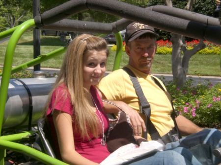 me and amber in the railbuggy