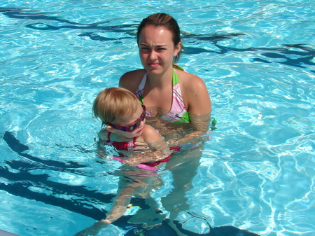 Heather and Tiegan at Swim Lessons