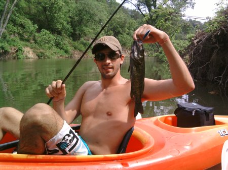 Youngest son Kayak Fishing on Turnbull Creek. 