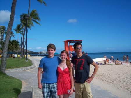 The kids walking the beach of Waikiki