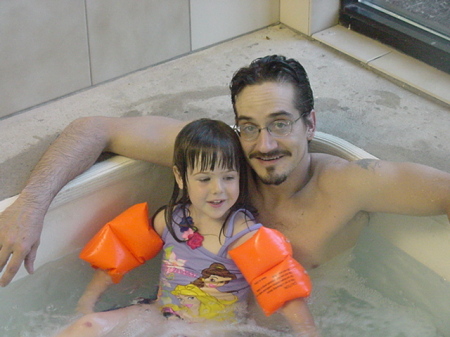 diana and i in the hot tub