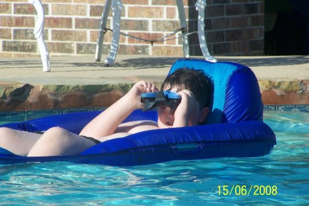 Jared relaxing in the pool...