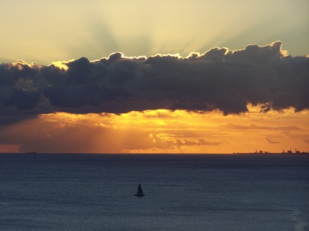 Sunset from our room in Waikiki.