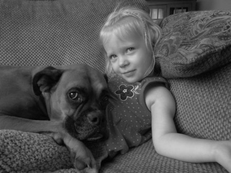 Granddaughter Avery with Granddog Ali