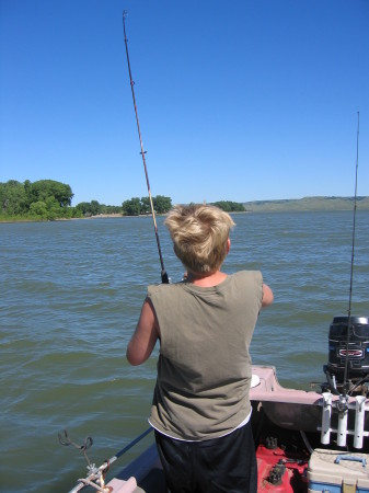 Dustin fishing on Lake Francis Case