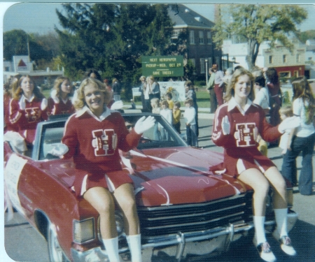 Leading the squad, Homecoming Parade '75