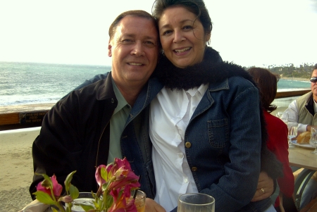 David and Sandra Huff at Laguna Beach, California (in winter)