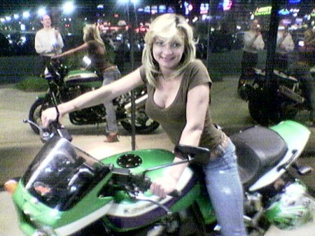 Kim on a friend's bike