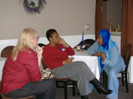 Laurie, Joyce and Melody catching up