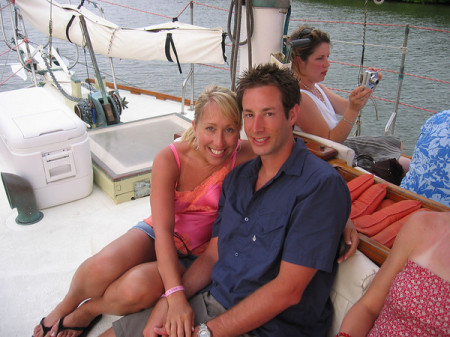 mike and i on sunset cruise on honeymoon