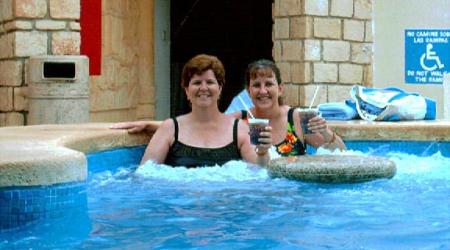 My sister Lisa and I in the jacuzzi in Cancun