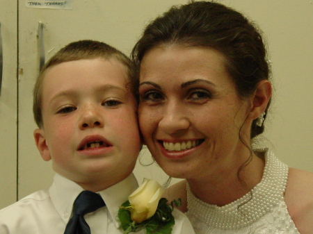 My son Patrick and I on my wedding day