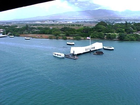 Flying by the USS Arizona memorial