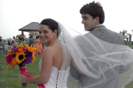 Ben walking Nancy down the aisle