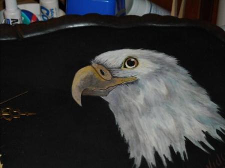 eagle i hand painted on chopper tank