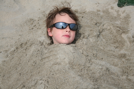 'Cool' Ayden in the sand.