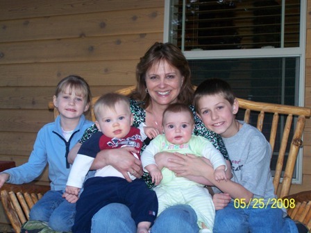 Julie with her 4 grandchildren May 2008