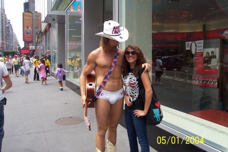 My Daughter Taylar with the naked Cowboy, NY