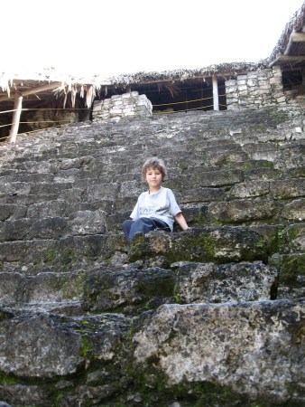 2008 Skylar on the pyramid of Kinich Ahau