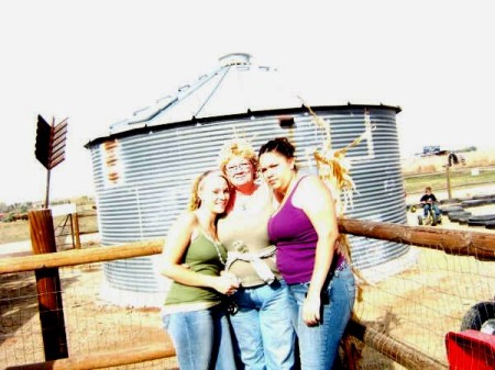 girls and me on a hay ride