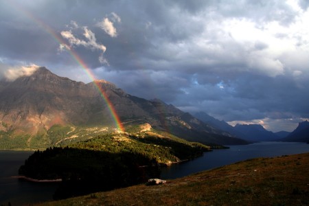 Rainbow at Waterton Lakes, Alberta, July 2008