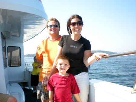 Adam, Bailey , and I-boat trip in the harbor