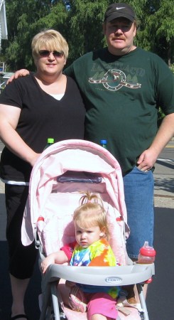 Julie (37), Bruce (almost 46) and Lily (22 mo)