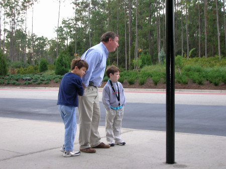 Waiting for the bus at Disney World