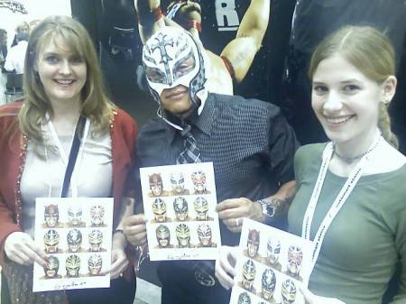 Christie and Chantell with Rey Mysterio