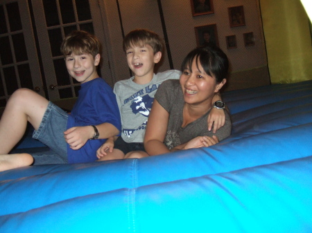 Diane and the boys in the moon bounce