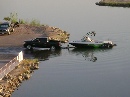 Droppin boat in at the river