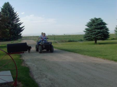 Riding Wheelers with my cuz on the farm in ID