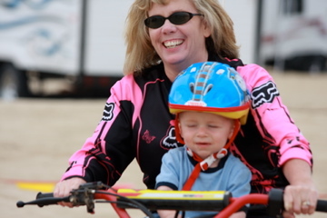 Grandson Preston and I at Pismo Beach 2008