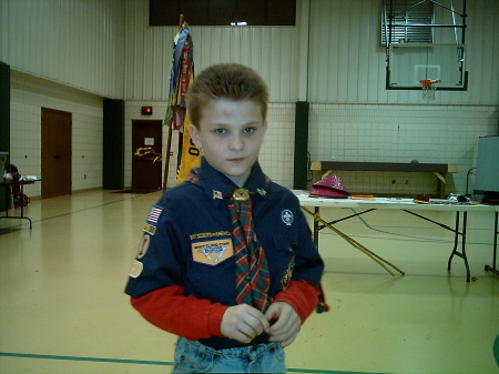 Kaleb getting Boy Scout awards