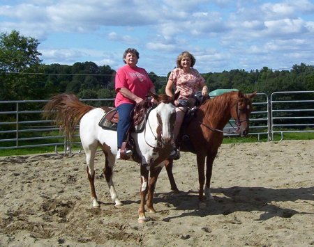 My sister Linda & I riding