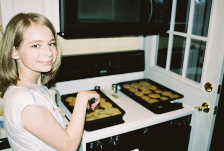 my daughter, Emily, making Chocolate Chip cookies!