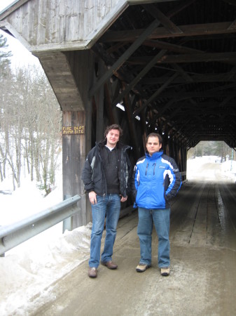 Lutz and Nick at a covered bridge