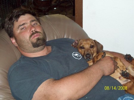 My hubby & His dog Snoopy